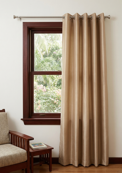 Vanessa Grommet Hole Faux Silk Curtain Panel