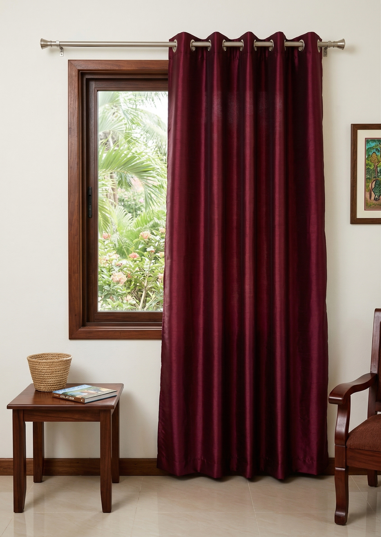Vanessa Grommet Hole Faux Silk Curtain Panel