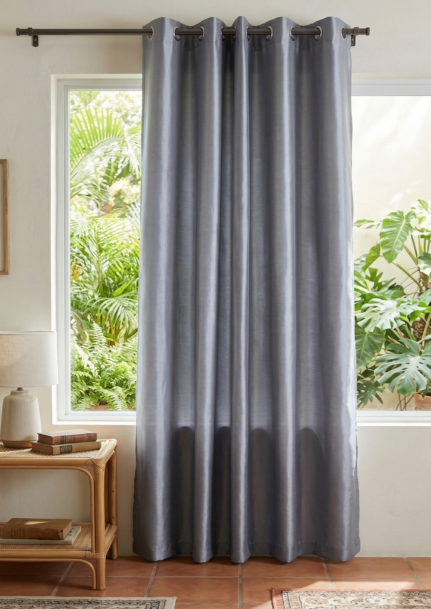 Vanessa Grommet Hole Faux Silk Curtain Panel