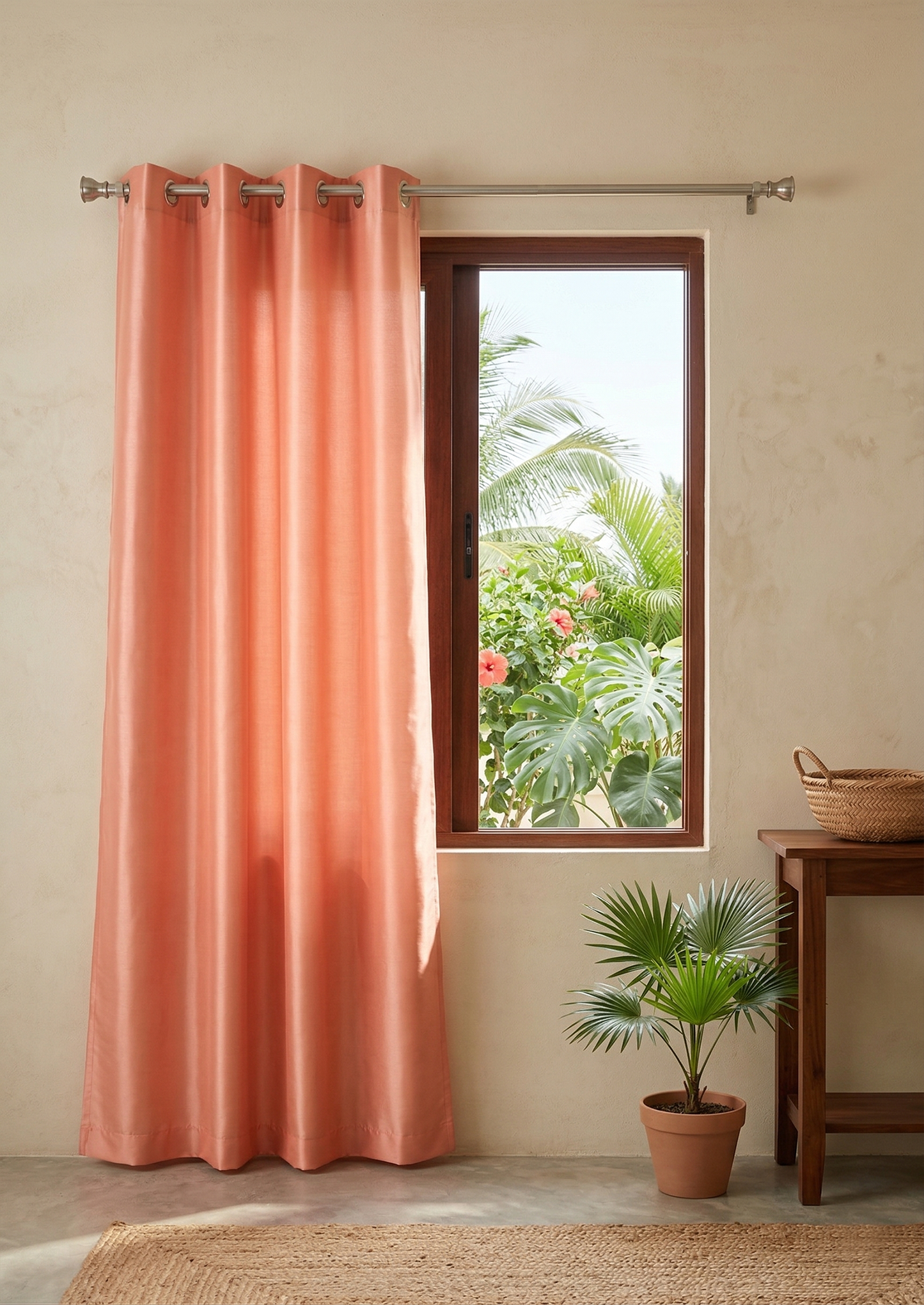 Vanessa Grommet Hole Faux Silk Curtain Panel