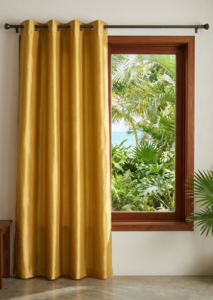 Vanessa Grommet Hole Faux Silk Curtain Panel