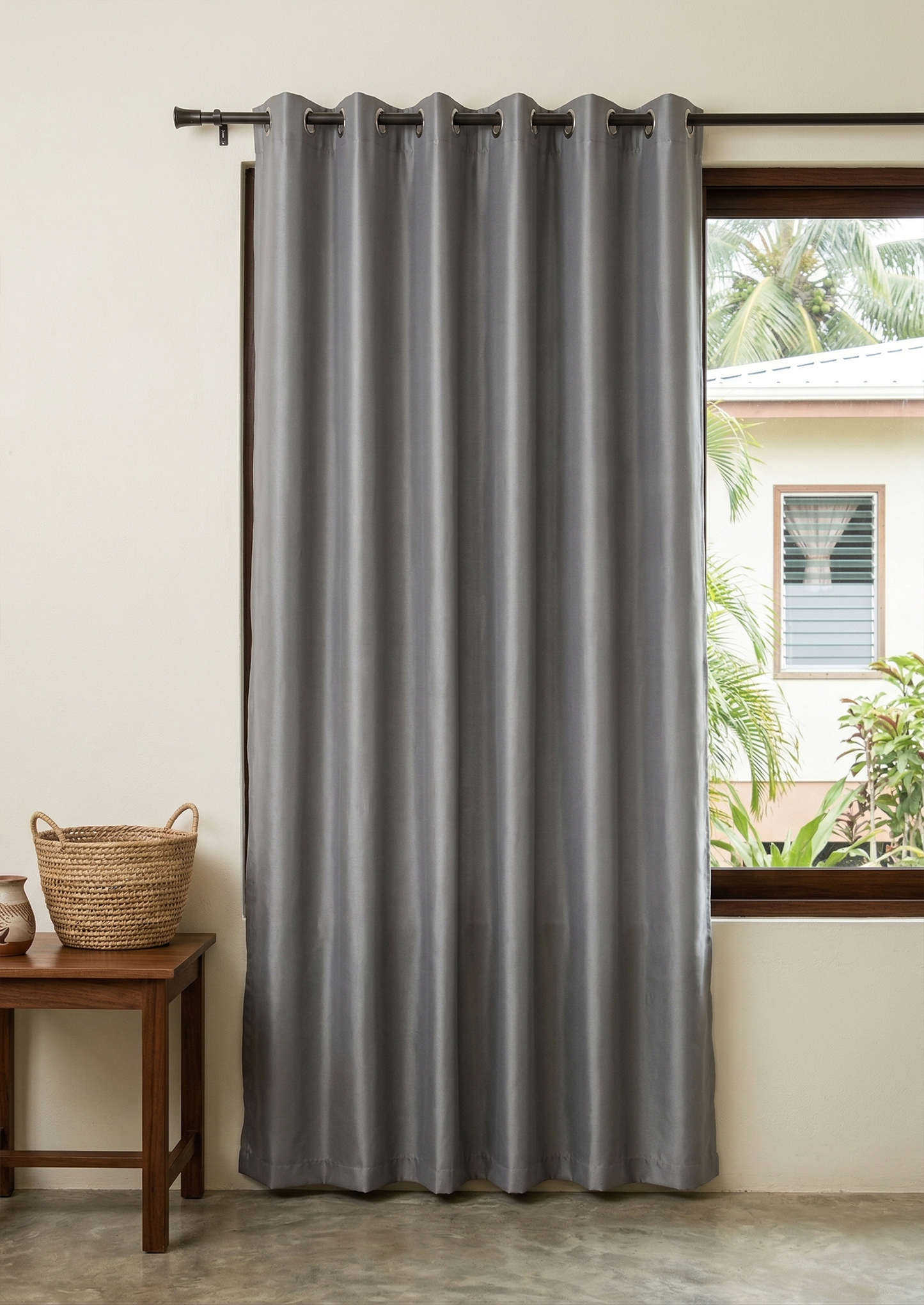 Vanessa Grommet Hole Faux Silk Curtain Panel