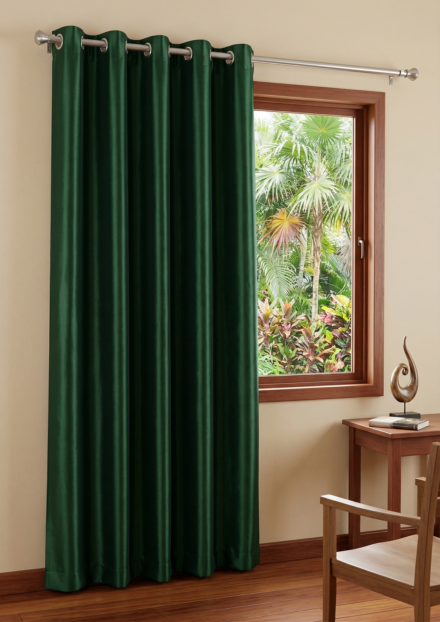 Vanessa Grommet Hole Faux Silk Curtain Panel