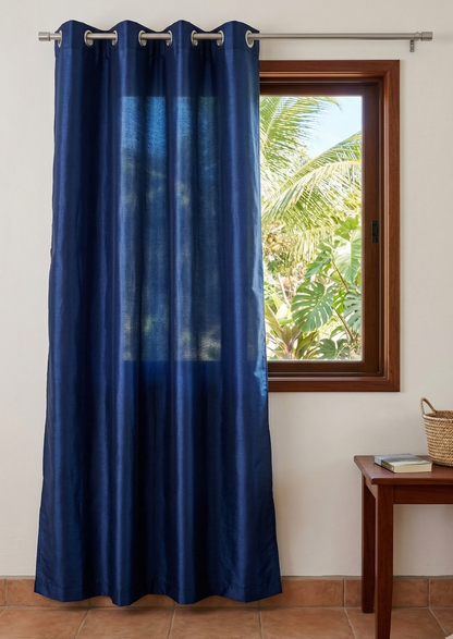 Vanessa Grommet Hole Faux Silk Curtain Panel