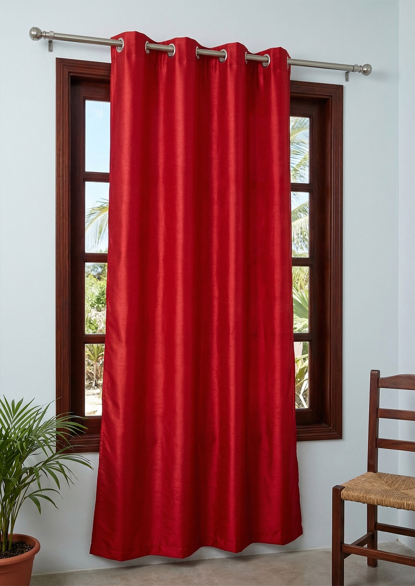 Vanessa Grommet Hole Faux Silk Curtain Panel
