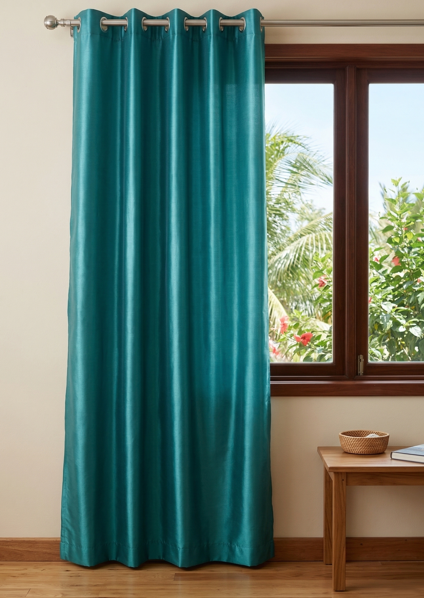 Vanessa Grommet Hole Faux Silk Curtain Panel