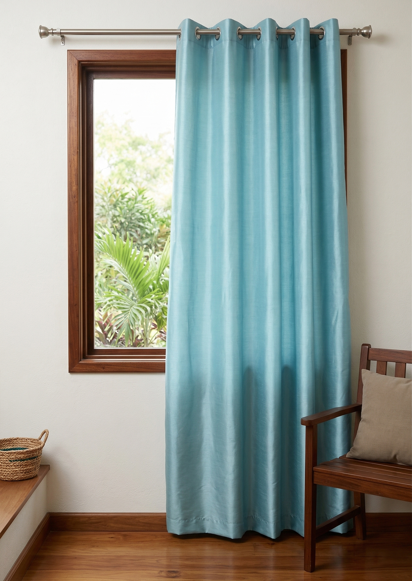 Vanessa Grommet Hole Faux Silk Curtain Panel