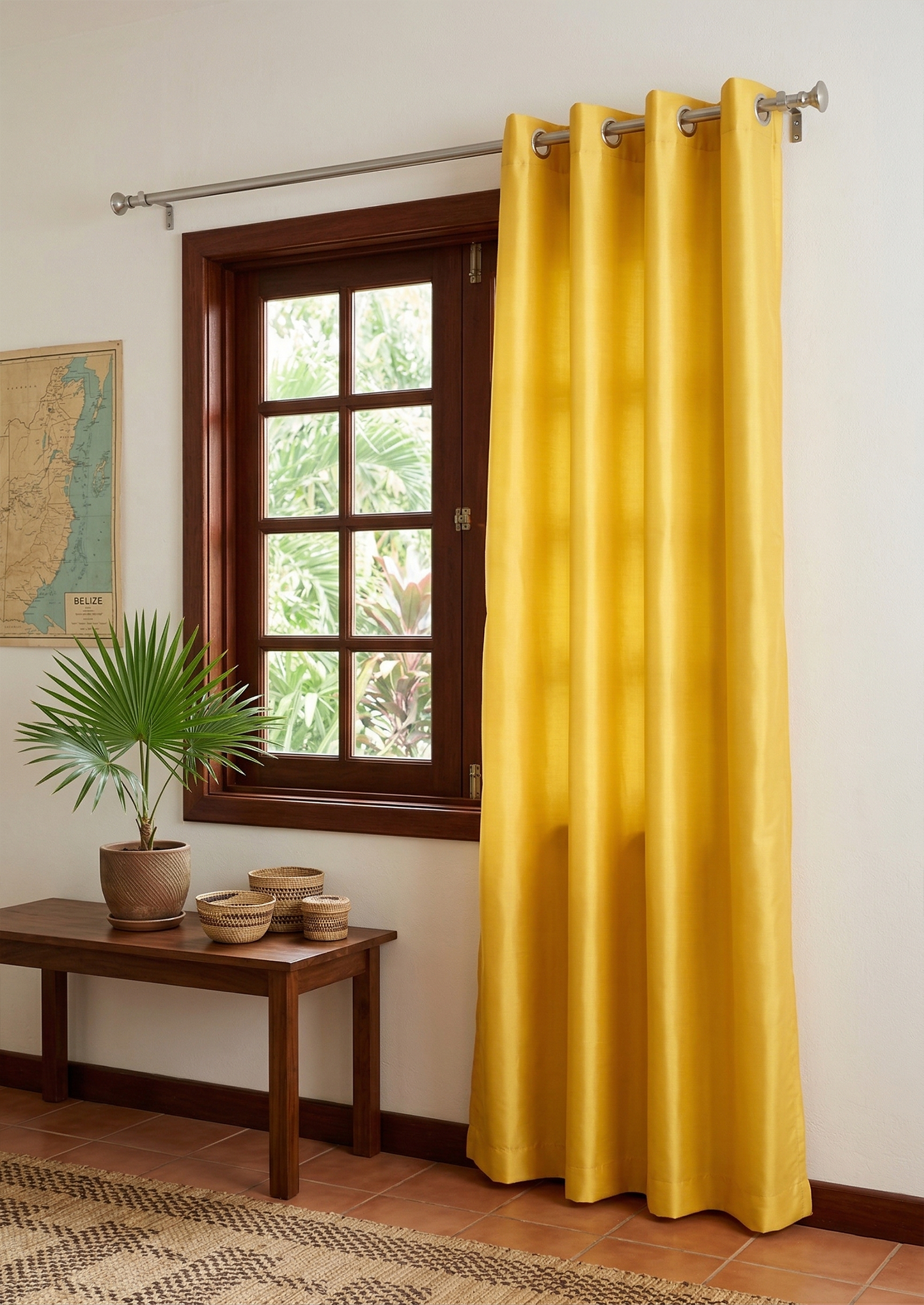 Vanessa Grommet Hole Faux Silk Curtain Panel