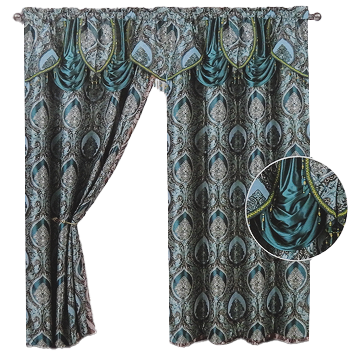 Vianna Jacquard Window Panel, Attached Valance