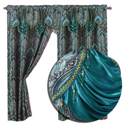 Vianna Jacquard Window Panel, Attached Valance