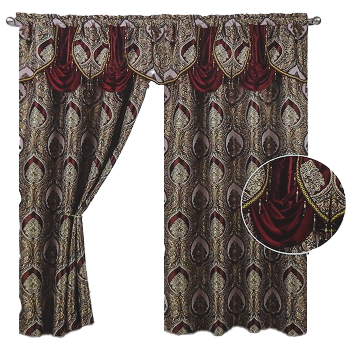 Vianna Jacquard Window Panel, Attached Valance