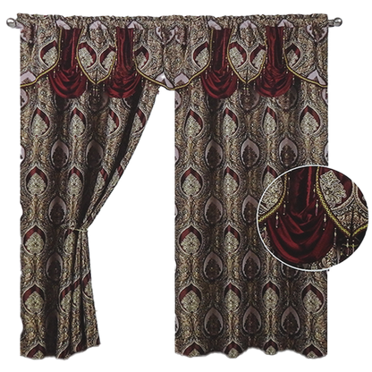 Vianna Jacquard Window Panel, Attached Valance