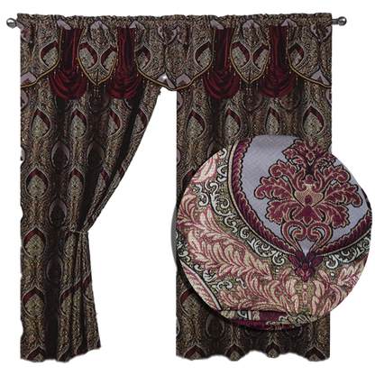 Vianna Jacquard Window Panel, Attached Valance