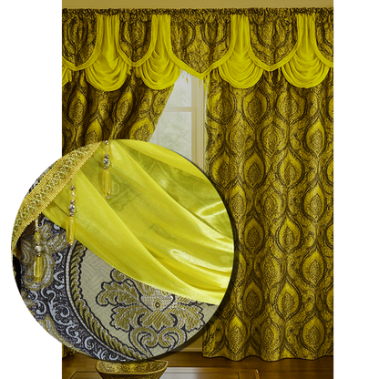 Vianna Jacquard Window Panel, Attached Valance