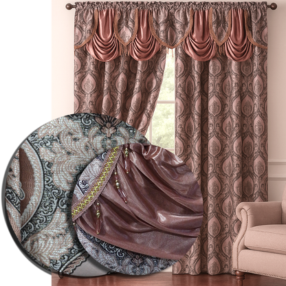 Vianna Jacquard Window Panel, Attached Valance
