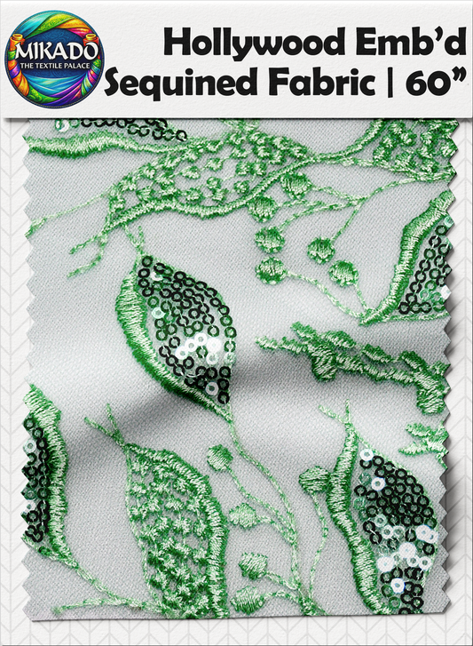 Hollywood Embroidered Sequined Fabric | Willow Vine