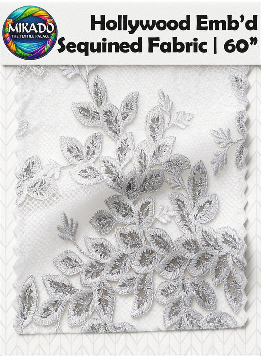Hollywood Embroidered Sequined Fabric | Regal Laurel