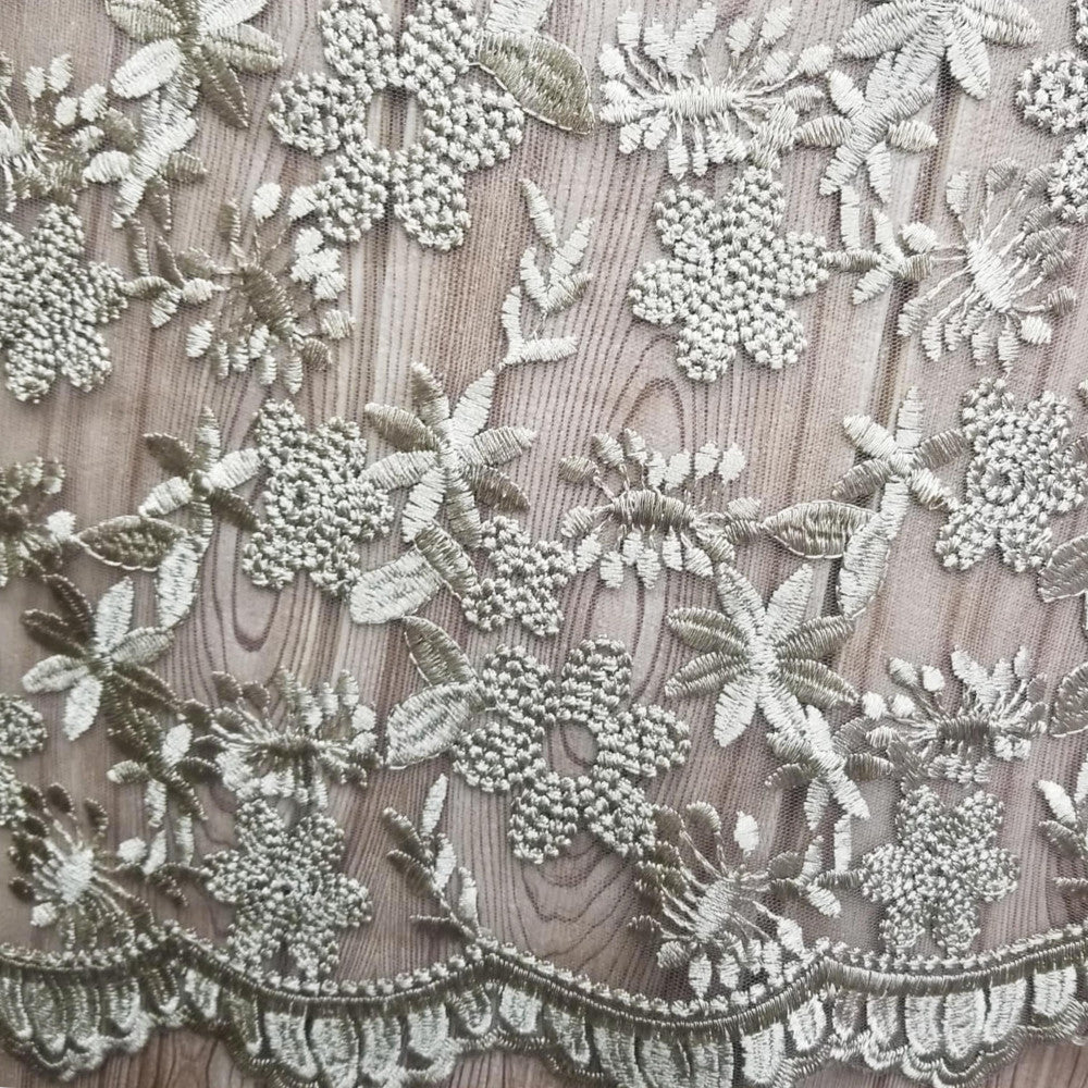 Floral Embroidered Mesh Lace | French Corded & Guipure Flowers