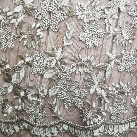 Floral Embroidered Mesh Lace | French Corded & Guipure Flowers