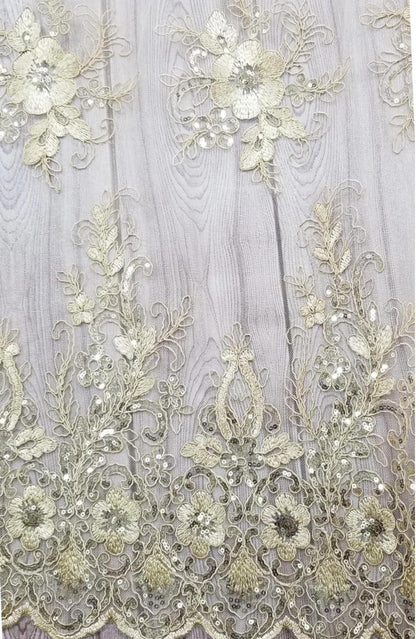 Floral Embroidered Mesh Lace | French Corded & Guipure Flowers