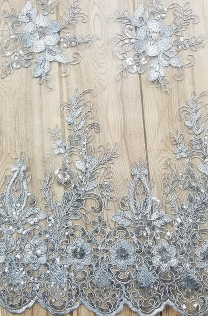 Floral Embroidered Mesh Lace | French Corded & Guipure Flowers