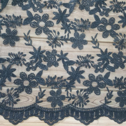 Floral Embroidered Mesh Lace | French Corded & Guipure Flowers