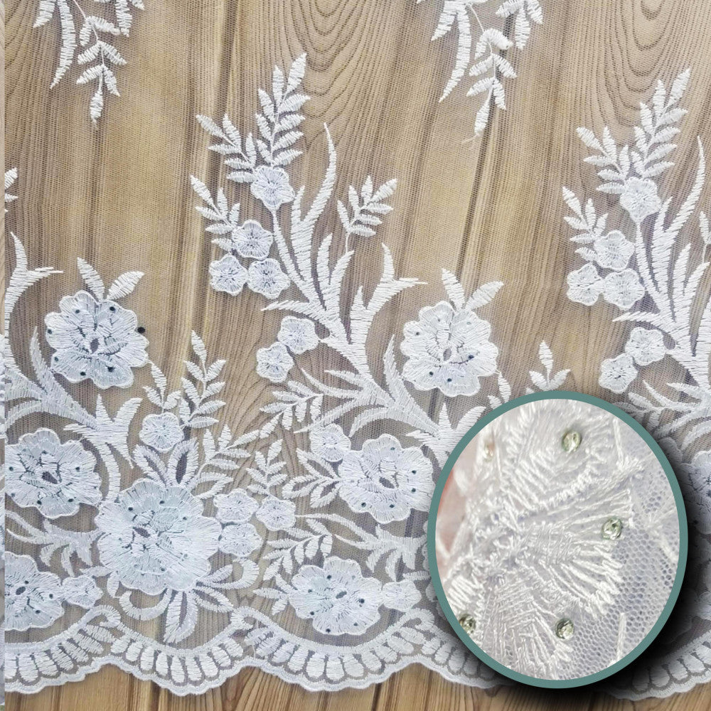 Floral Embroidered Mesh Lace | French Corded & Guipure Flowers