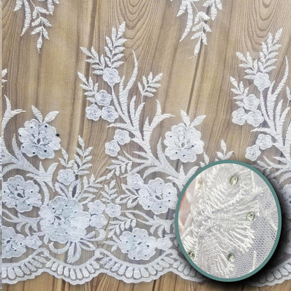 Floral Embroidered Mesh Lace | French Corded & Guipure Flowers