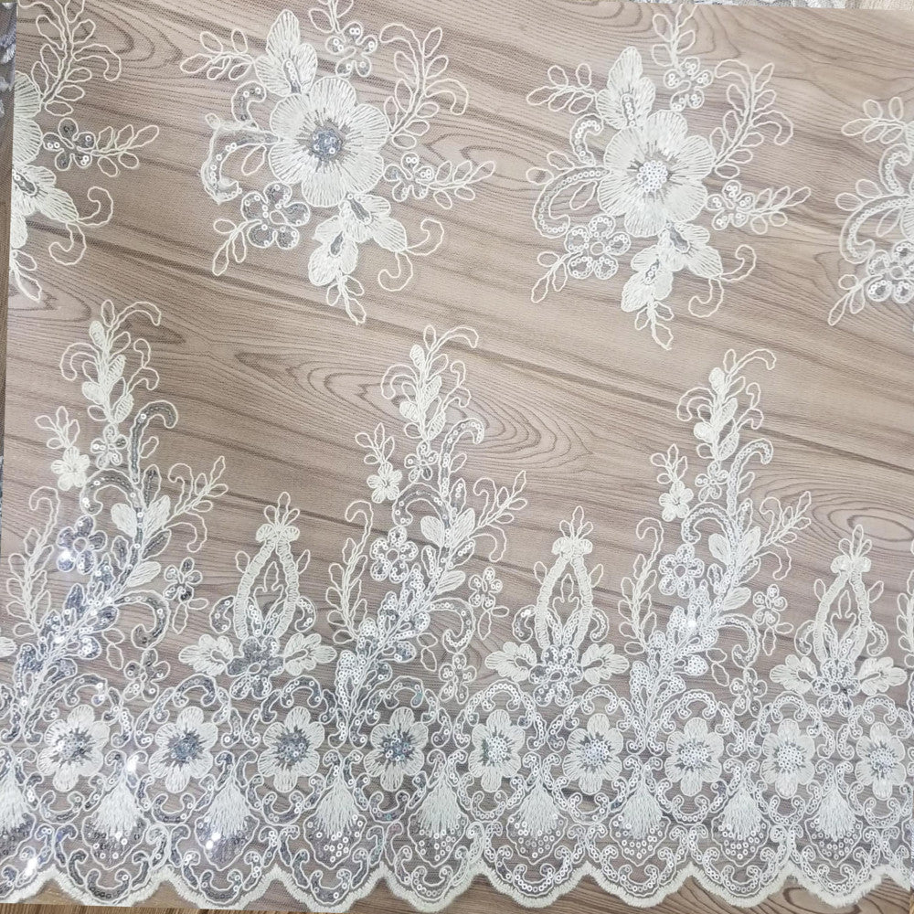 Floral Embroidered Mesh Lace | French Corded & Guipure Flowers