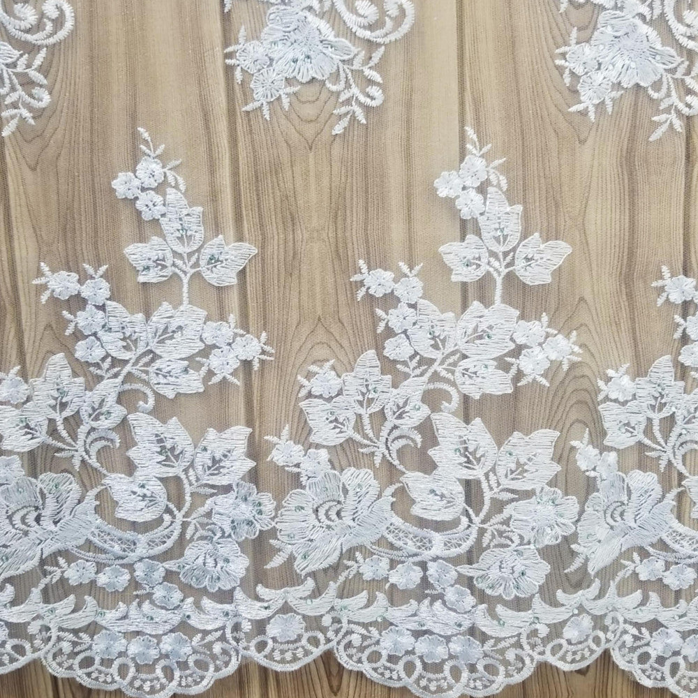Floral Embroidered Mesh Lace | French Corded & Guipure Flowers