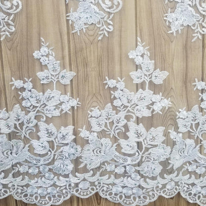 Floral Embroidered Mesh Lace | French Corded & Guipure Flowers