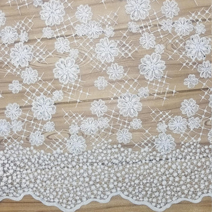 Floral Embroidered Mesh Lace | French Corded & Guipure Flowers
