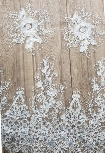 Floral Embroidered Mesh Lace | French Corded & Guipure Flowers