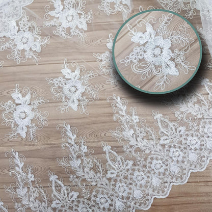 Floral Embroidered Mesh Lace | French Corded & Guipure Flowers
