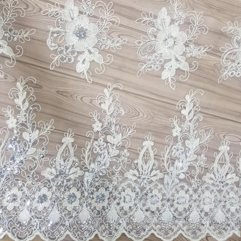Floral Embroidered Mesh Lace | French Corded & Guipure Flowers