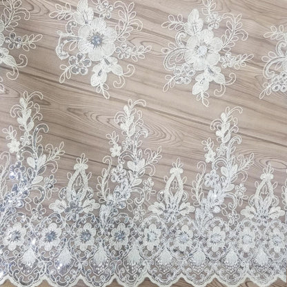 Floral Embroidered Mesh Lace | French Corded & Guipure Flowers